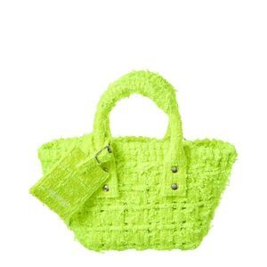 Balenciaga Bistro Xxs Tweed Basket Tote, Yellow